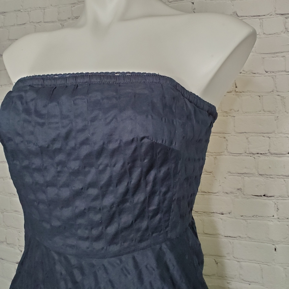 J.Crew Navy Blue Quilted Strapless Dress Size 0 - Picture 3 of 8